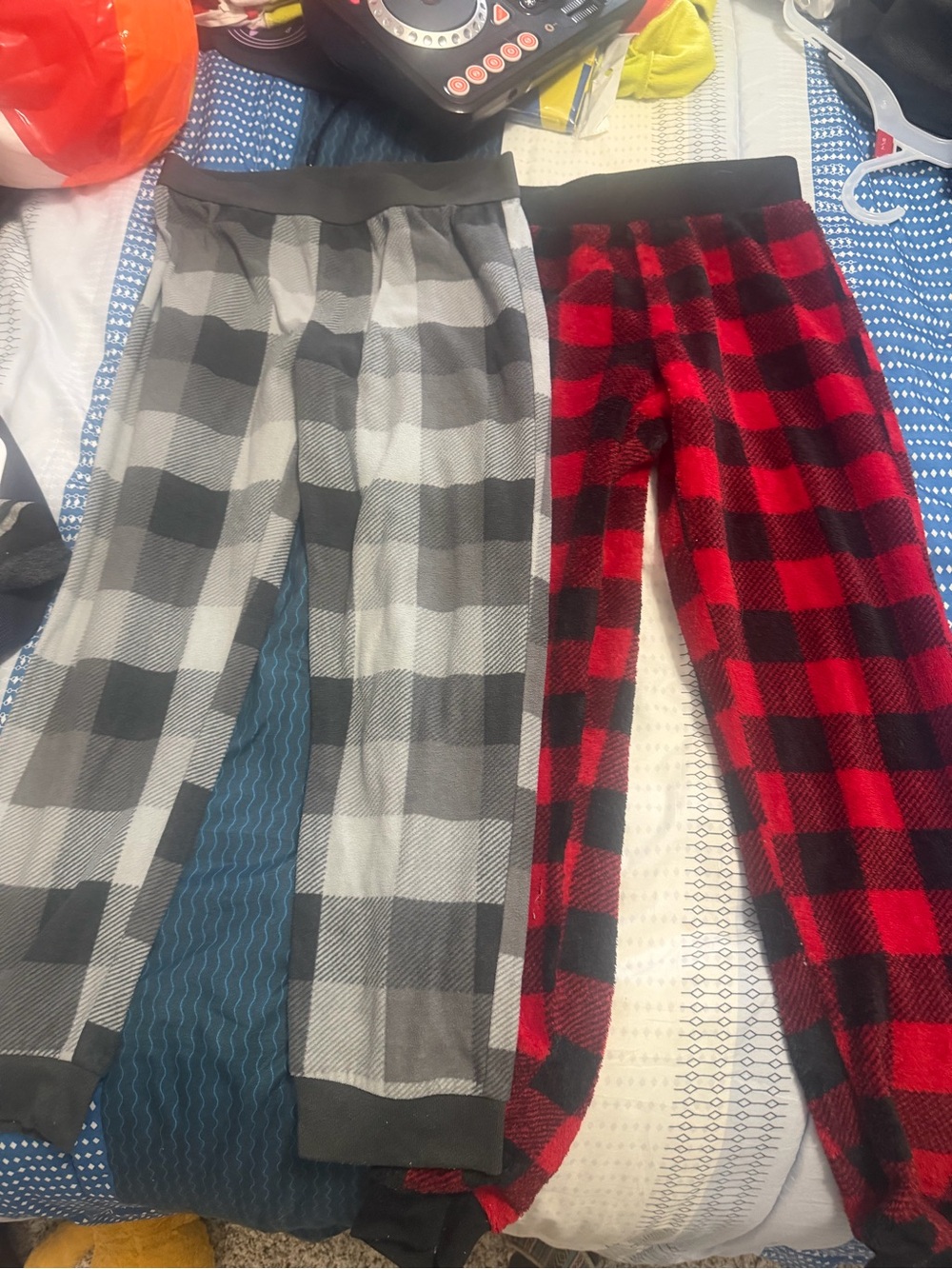 Old Navy Kids Buffalo Plaid Fleece Pajama Bottoms - Red & Gray